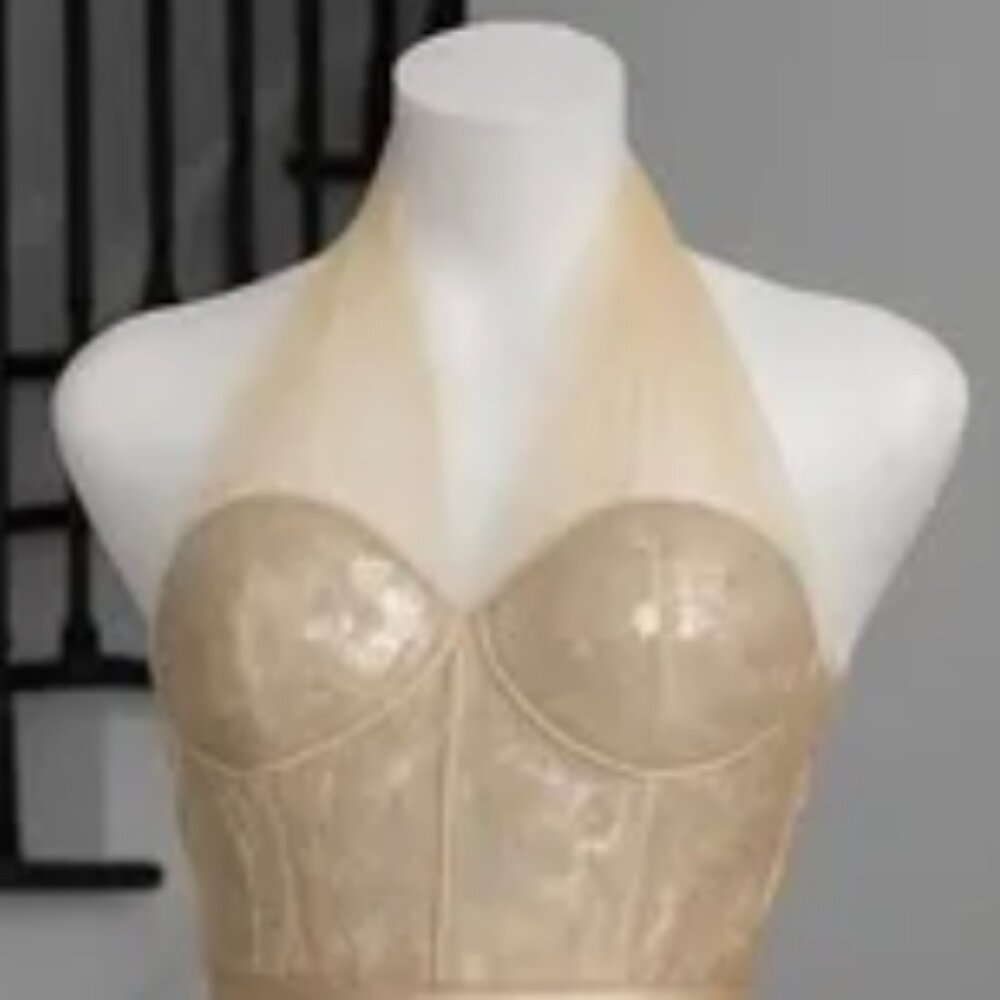 NWOT Faeriesty Sequin Top Strapless Champagne Gown Dress - Picture 9 of 11